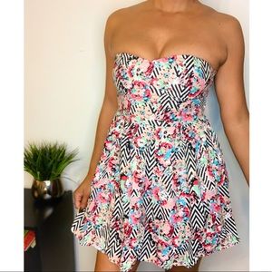 Floral Strapless Mini Dress